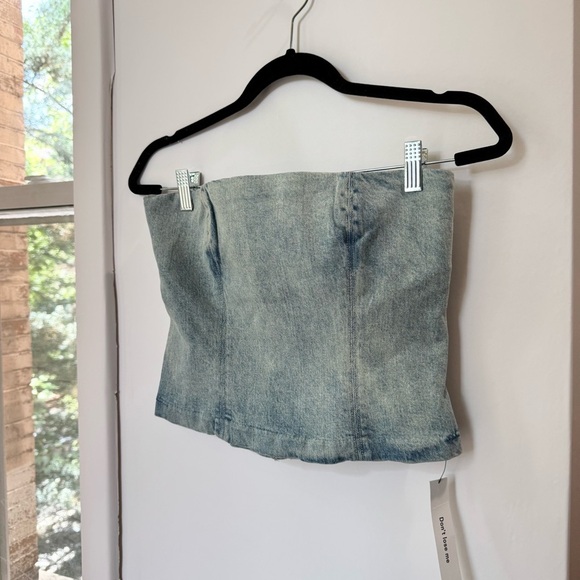 NWT Reformation Colleena Strapless Denim Top Jean Tube Sahara Blue 6 - Picture 14 of 16